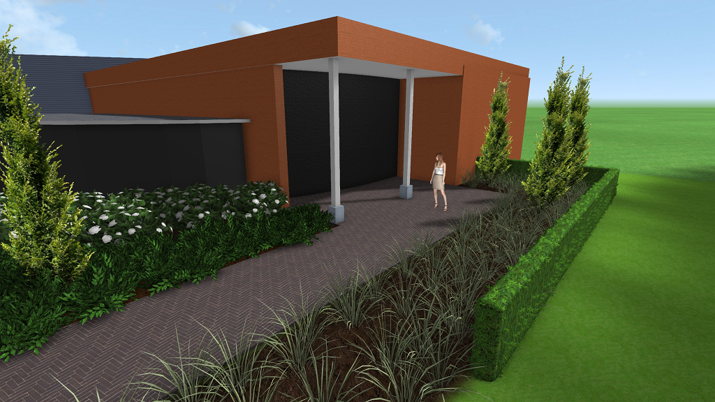 Tuinaanleg bedrijfstuinen met 3d Tuinontwerp